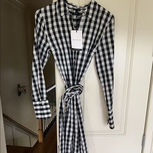 Gingham Print Wrap Dress
